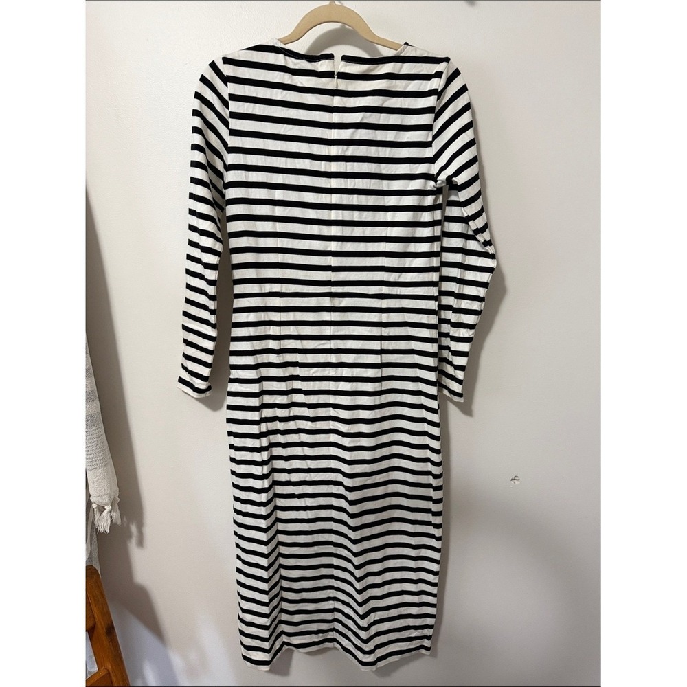 J. Crew Black and White Striped Long Sleeve Midi‎ Dress - Picture 4 of 7